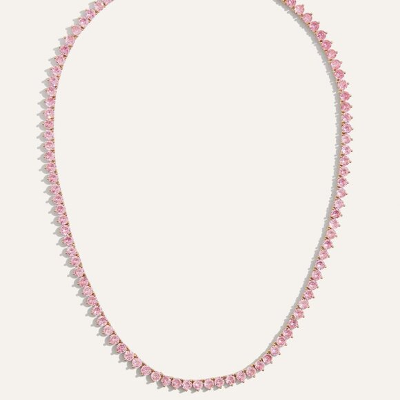 Stella & Dot Inheritance Tennis Necklace | Pink Sapphire NIB - Picture 1 of 5